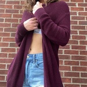 Burgundy Maroon American Eagle Cardigan Pockets